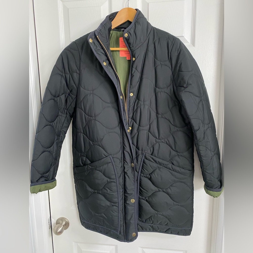 JCrew Black Signature Cocoon Puffer, Size Small/Tall